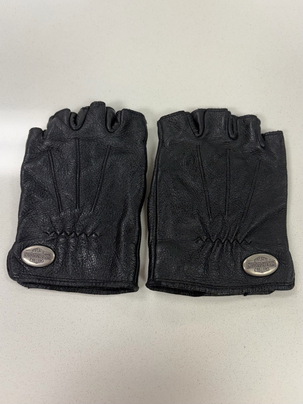 Harley-Davidson Black Fingerless Leather Biker Gloves